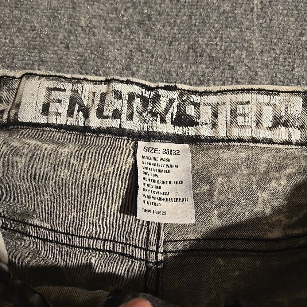 Encrypted Jeans Mens 38x32 (Fits 37x30) Acid Wash Skinny Fit Distressed Stretchy - Picture 4 of 11